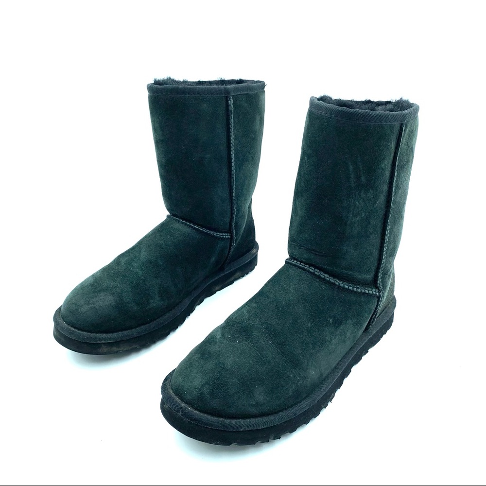 UGG Black Leather Lined Booties sz 10